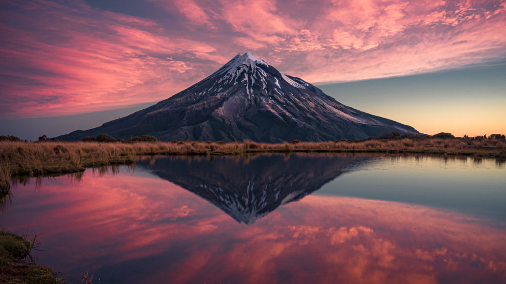 Sunset Reflections of Mount Taranaki, Fine Art Photography by Kyle Barden